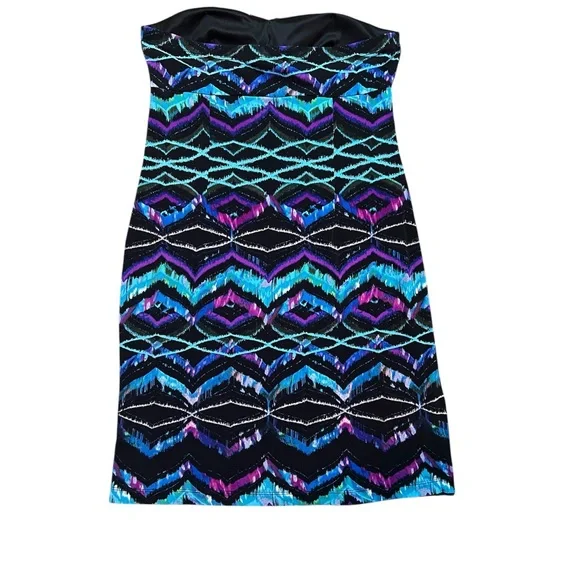Bisou Bisou Strapless Geometric Pattern Dress Size 12 - Picture 4 of 6